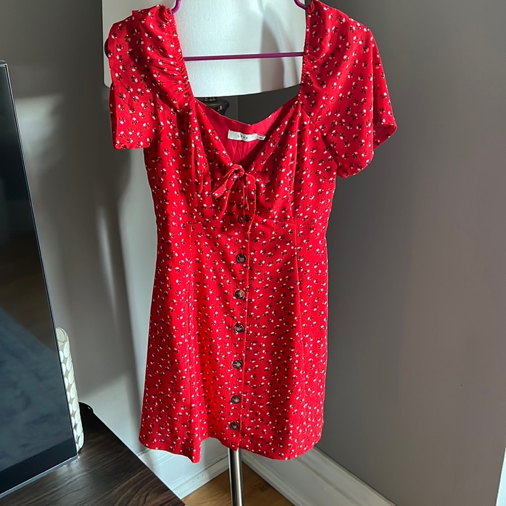 Lush dress, red floral print, size small